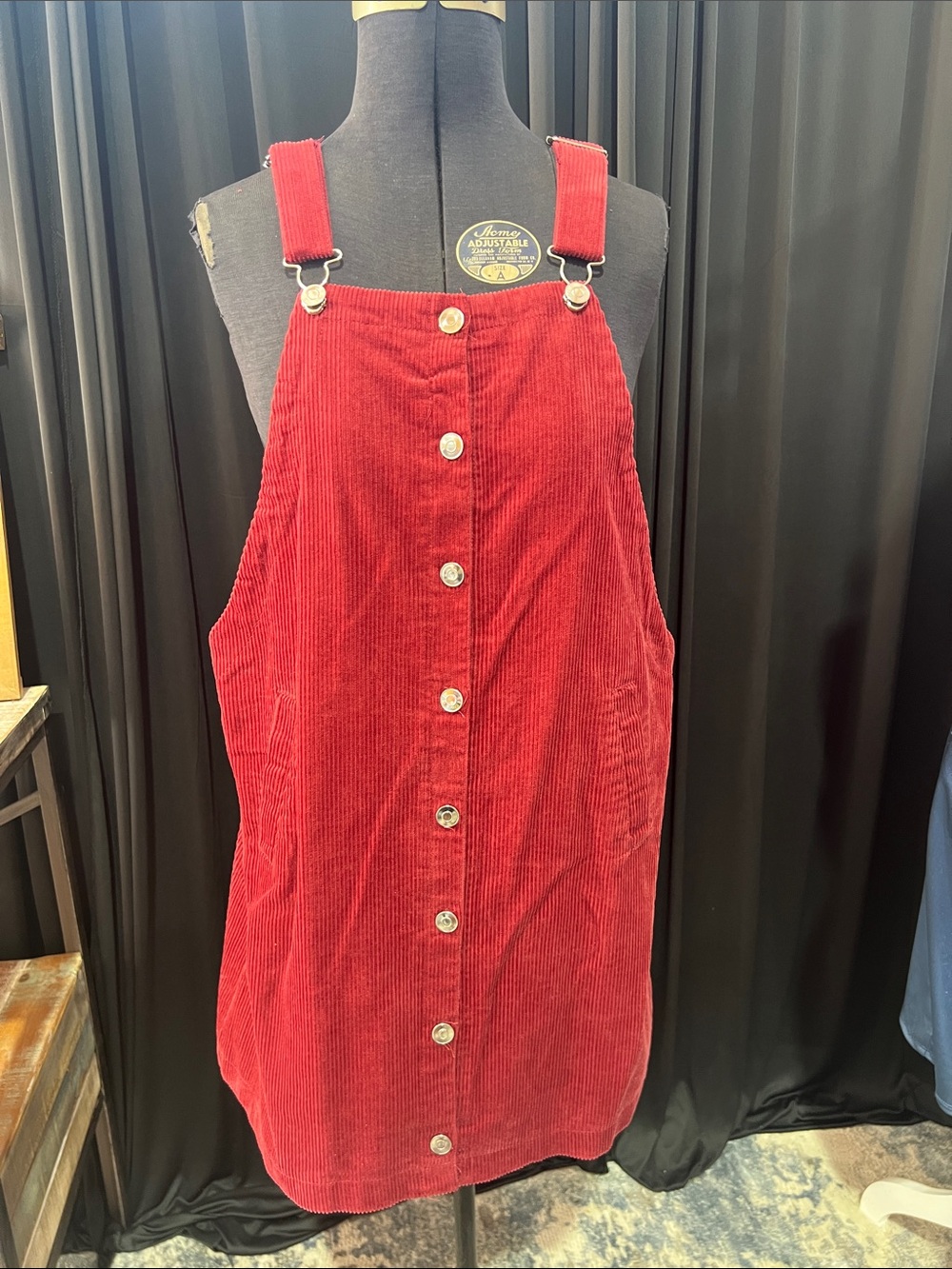 Celebrity Pink Maroon Denim Daisy Pinafore Dress Medium (0071, 0373) - Picture 2 of 9